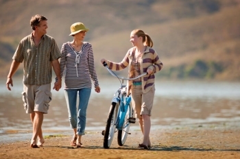 family on beach