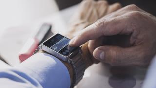 man using smart watch