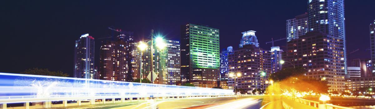 Miami cityscape at night