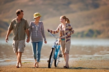 family on beach