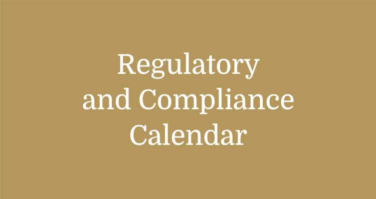 Regulatory and Compliance Calendar