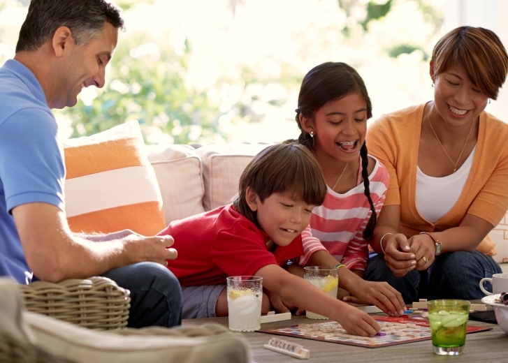 family playing a game