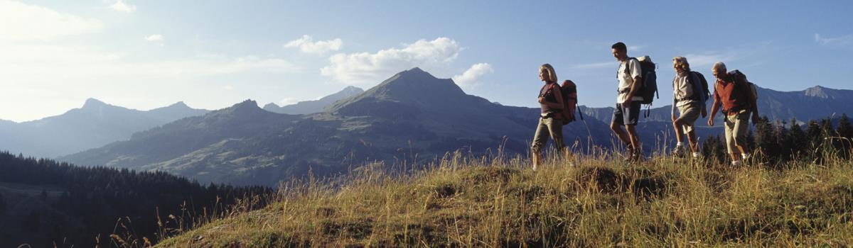 people hiking in the mountains