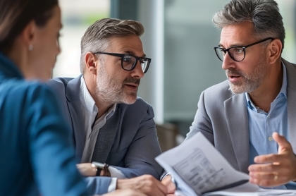 business people talking at a table 