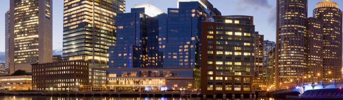 Boston Harbor at night