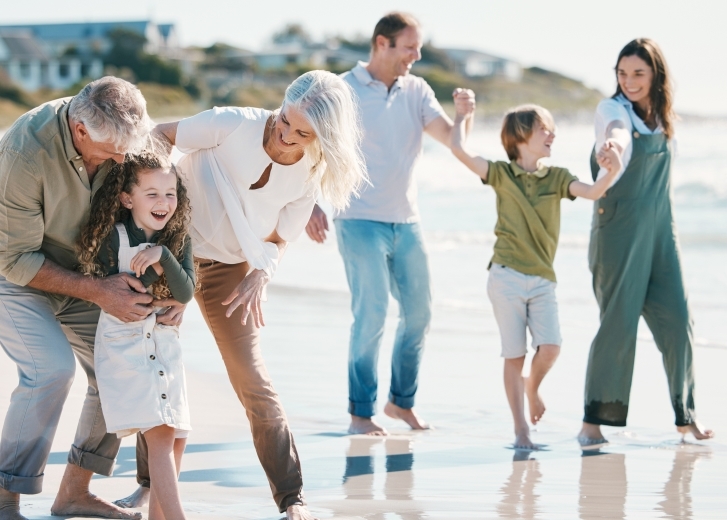 family at the beach