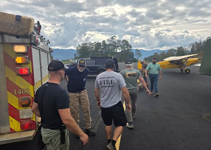 emergency volunteers on runway