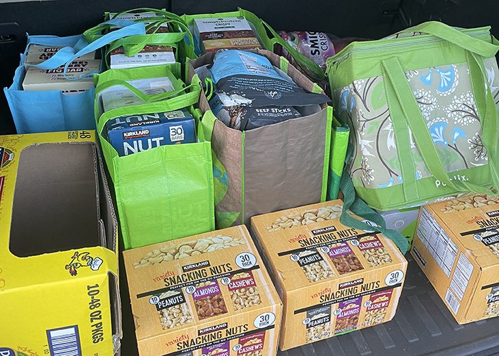 donation supplies ready to be delivered