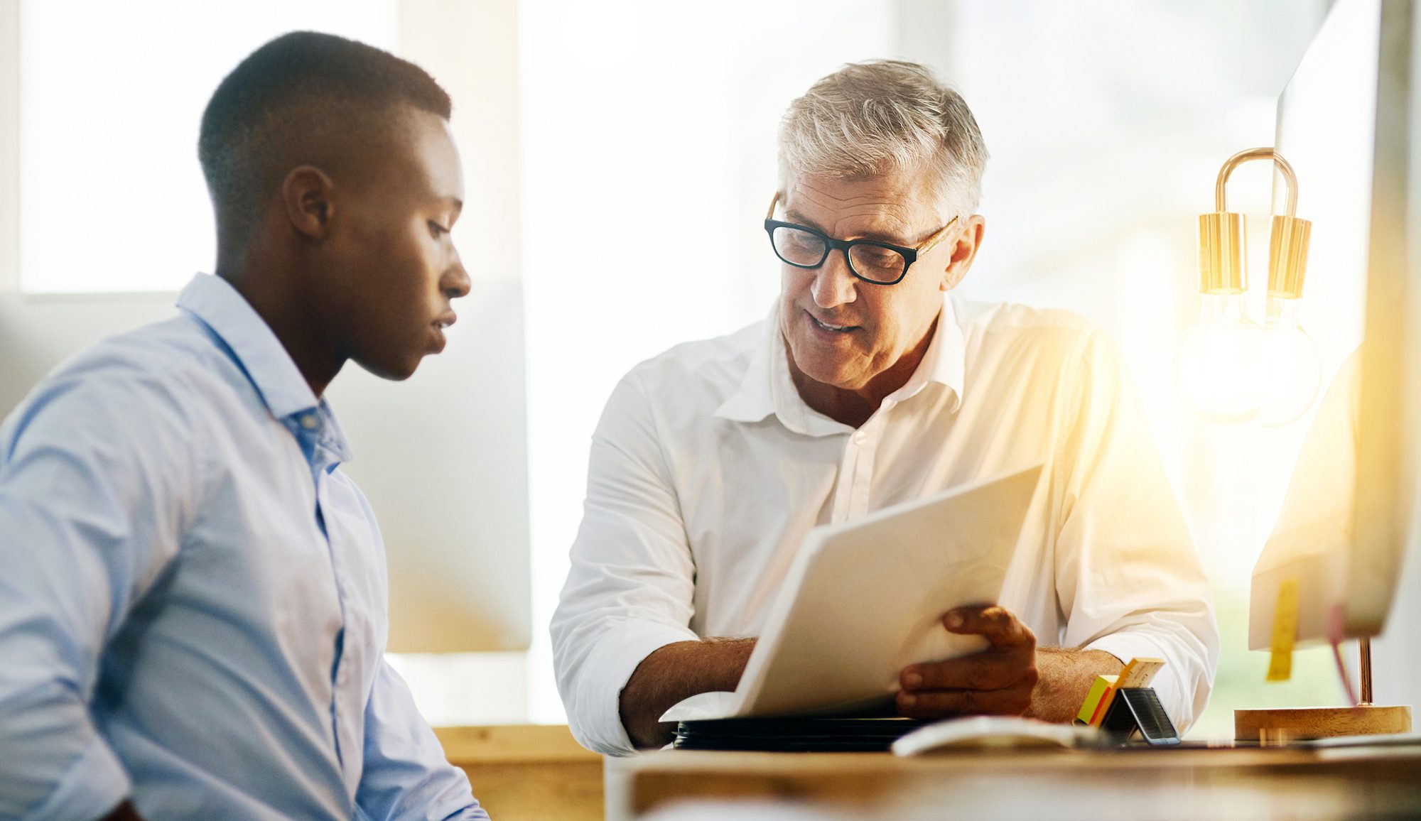 two business people talking 