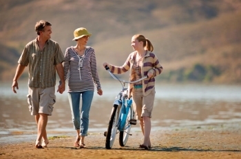 family on beach