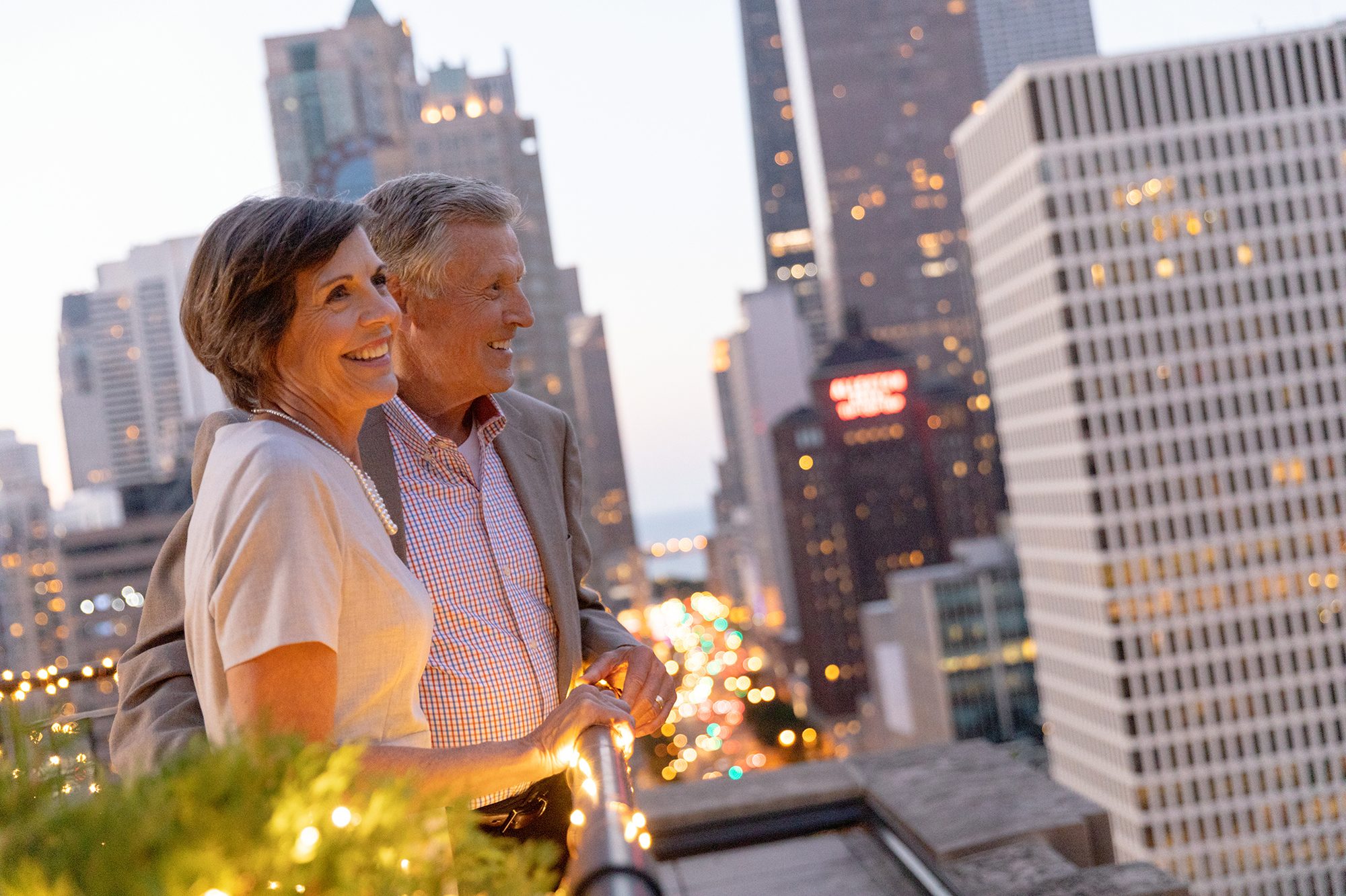 couple looking out over city