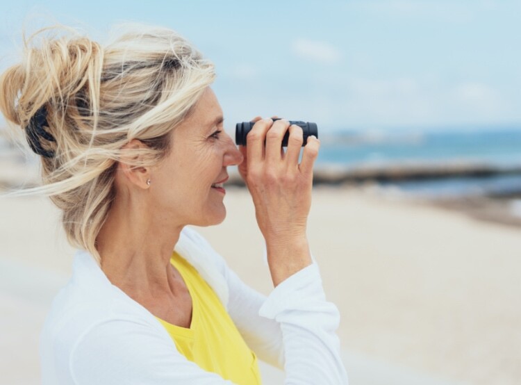 woman with binoculars