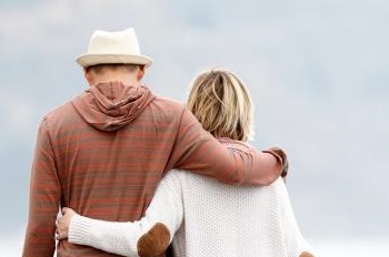 Couple walking on beach