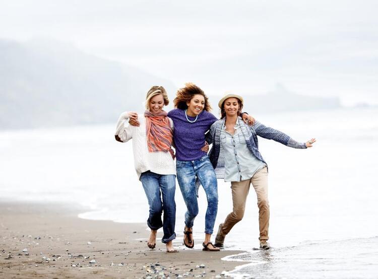 group of women on beach