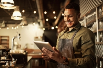 person behind bistro bar