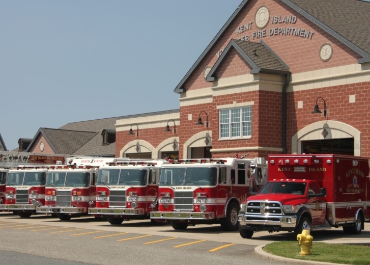 fire station with trucks out front