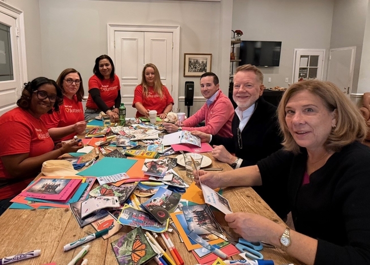 Rivergate employees making cards