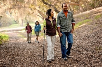 family walking in park