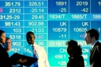 group discussing stocks