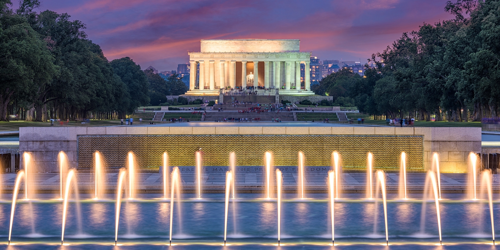 Washington DC monument grounds at night