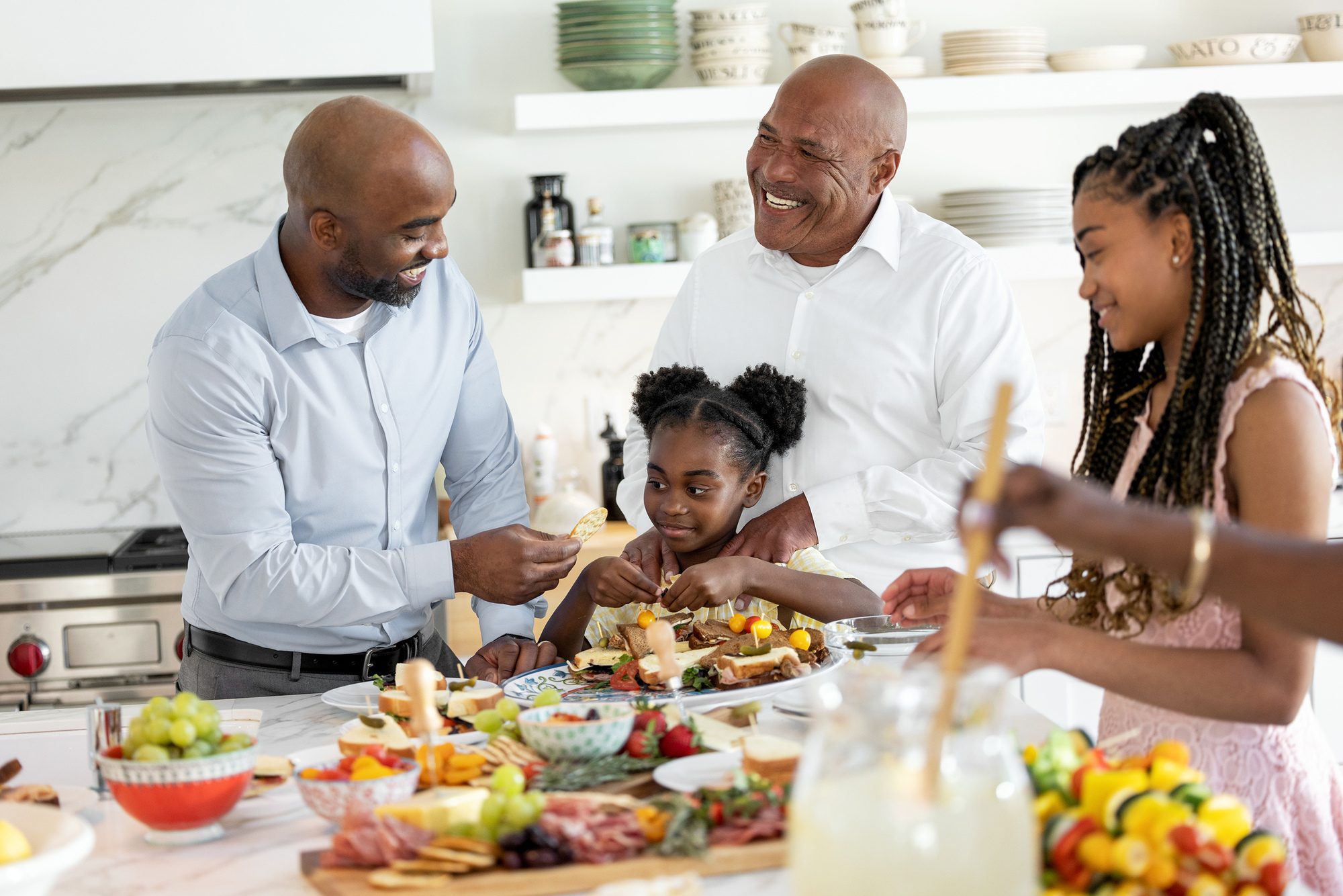 family generations in kitchen