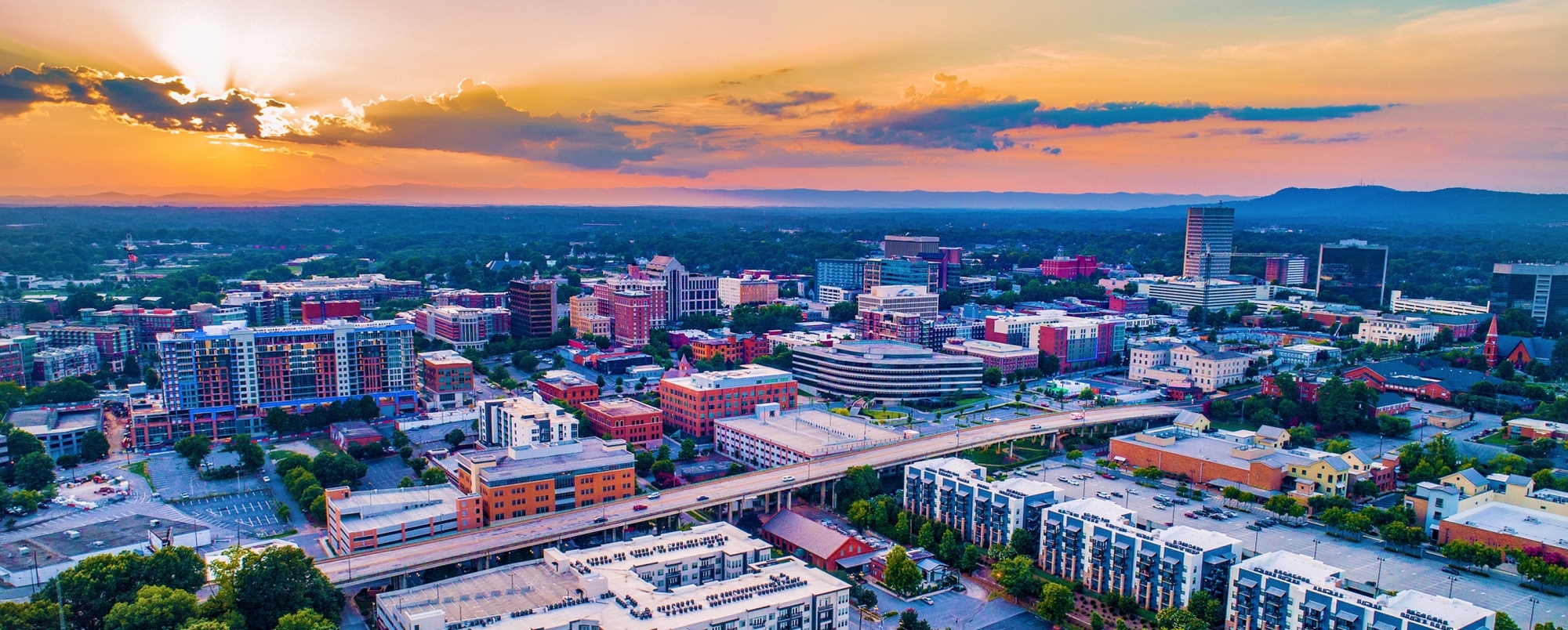 Greenville, SC skyline at sunrise