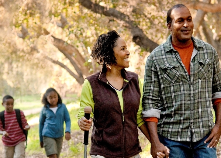 family walking